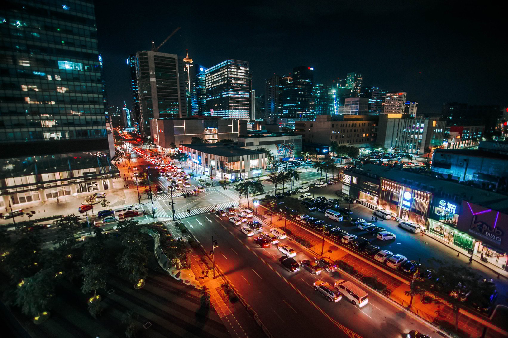Aerial Photo of Cars on Road During Night